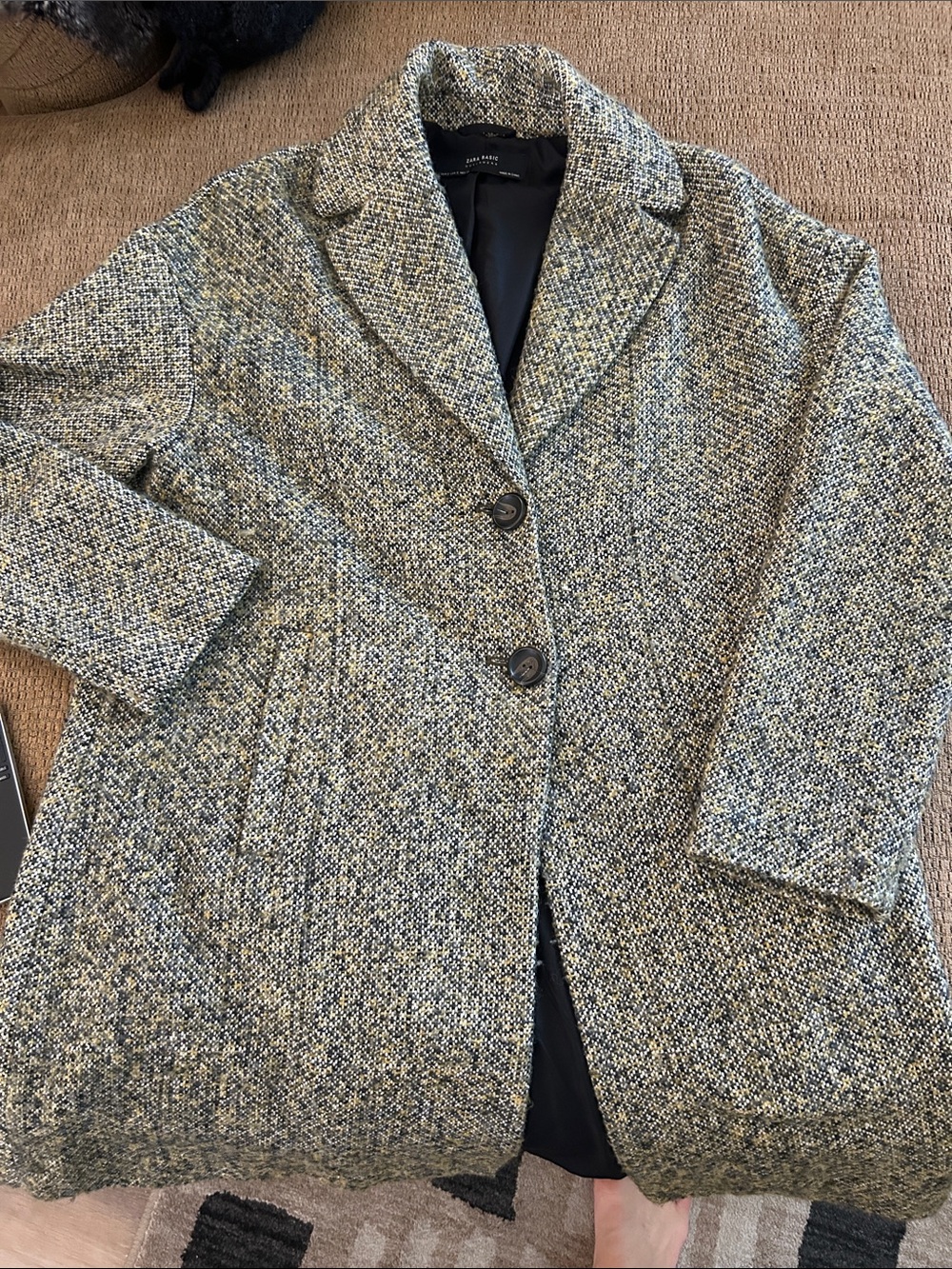 Office Ready Women's Tweed Coat - Grey/yellow